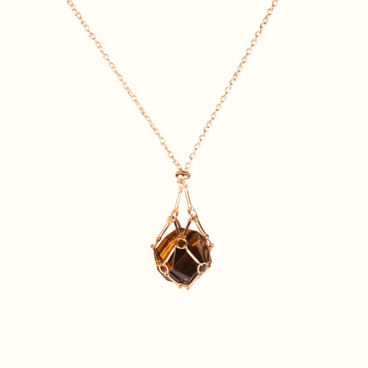 Tiger Eyes Crystal Holder Necklace