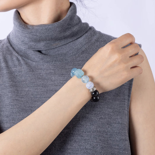 Aura Guardian - Aquamarine Crystal Bracelet - Protective and Calming Energy