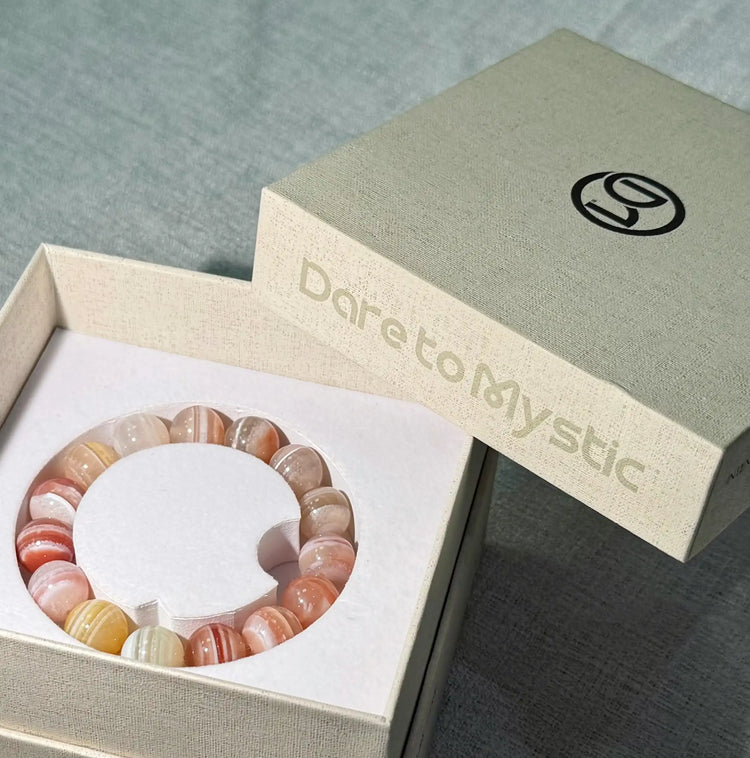 Banded Agate Bracelet with natural layered stones for grounding, emotional stability, and protection – Earth Lines design