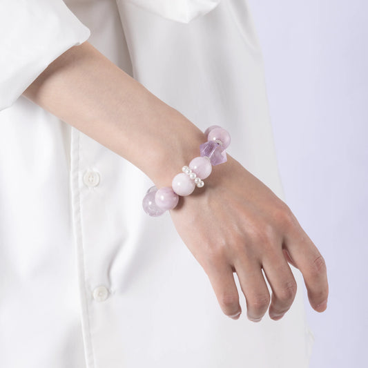 Amethyst Crystal & Lepidolite Crystal Bracelet for Spiritual Healing and Clarity