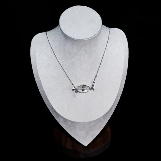 Faceted Green Phantom Quartz Crystal Point Pendant Necklace