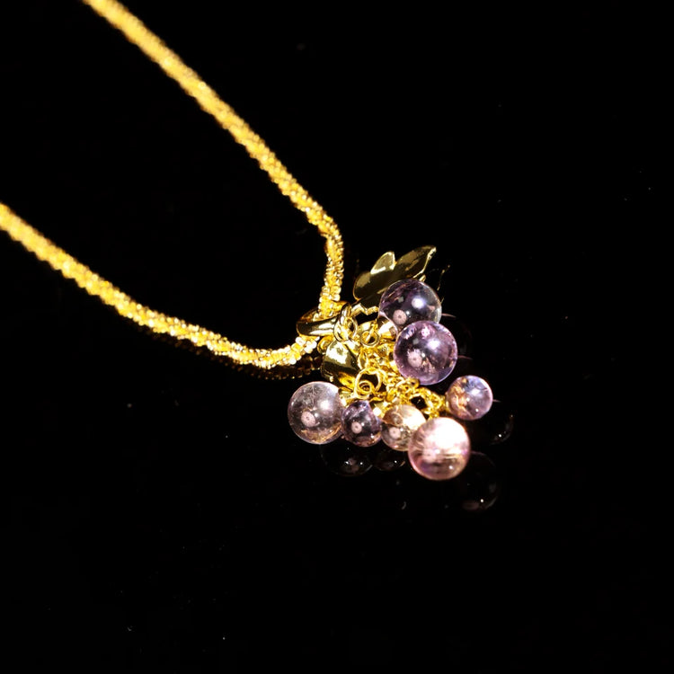 18k Gold Chopin Chain Amethyst Grape Cluster Necklace