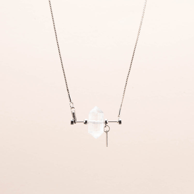 Clear Quartz Double Terminated Crystal Point Pendant Necklace