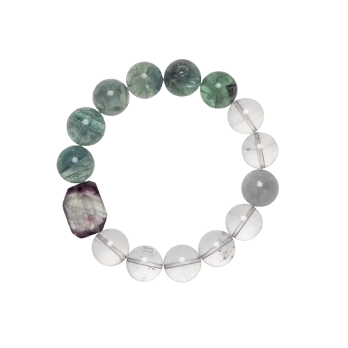 Green Fluorite & Clear Quartz Crystal Bracelet_Main