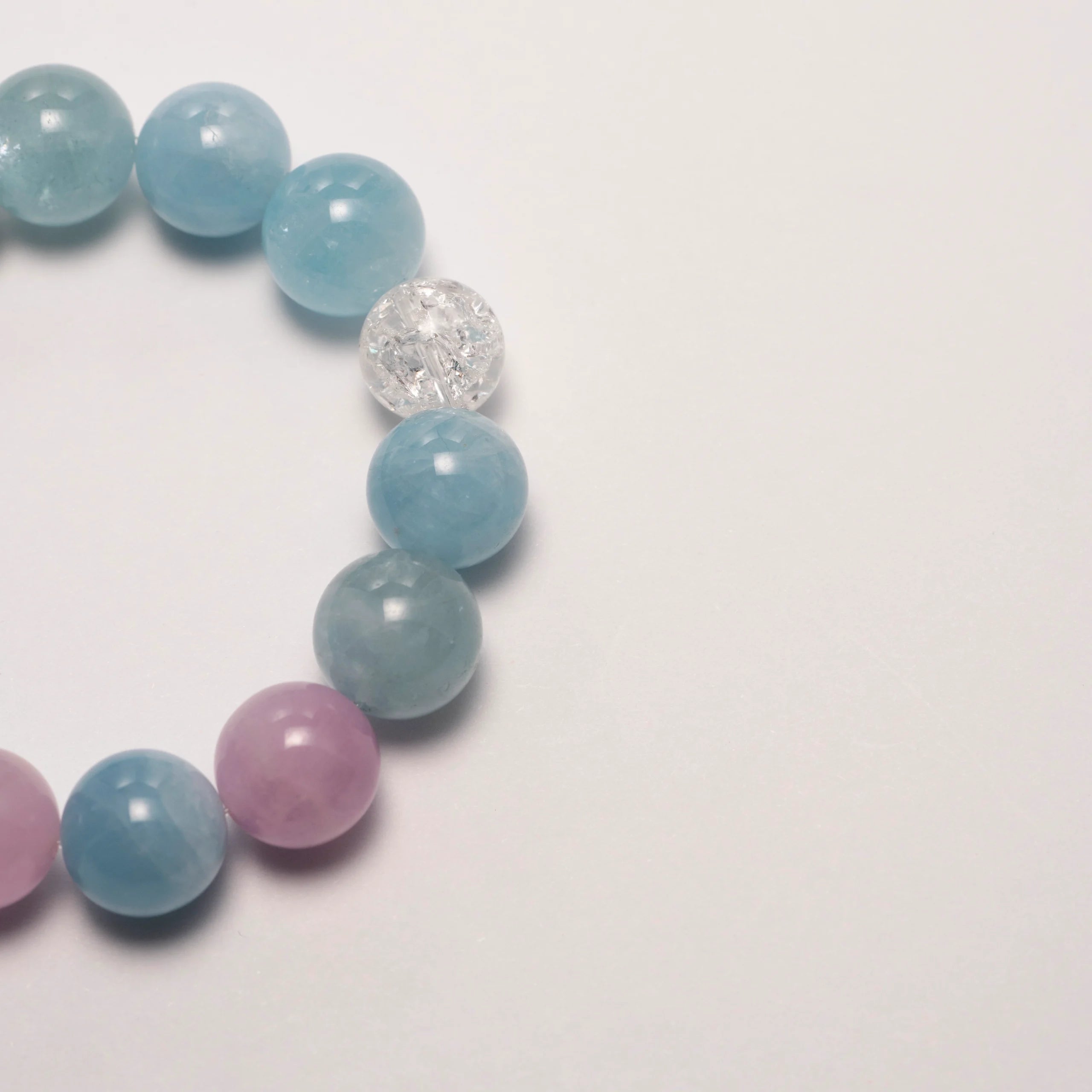 Close-up of aquamarine gem bracelet