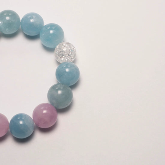 Close-up of aquamarine gem bracelet