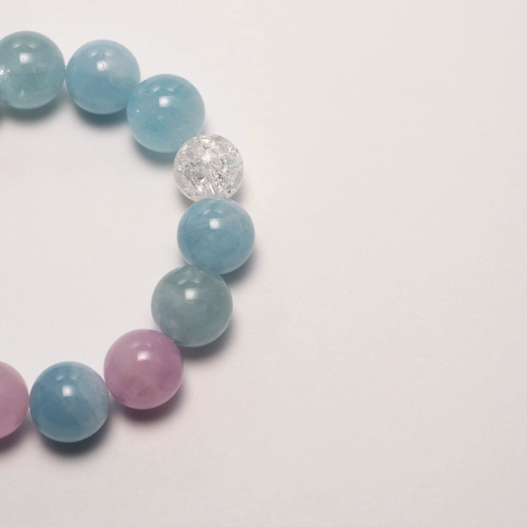 Close-up of aquamarine gem bracelet