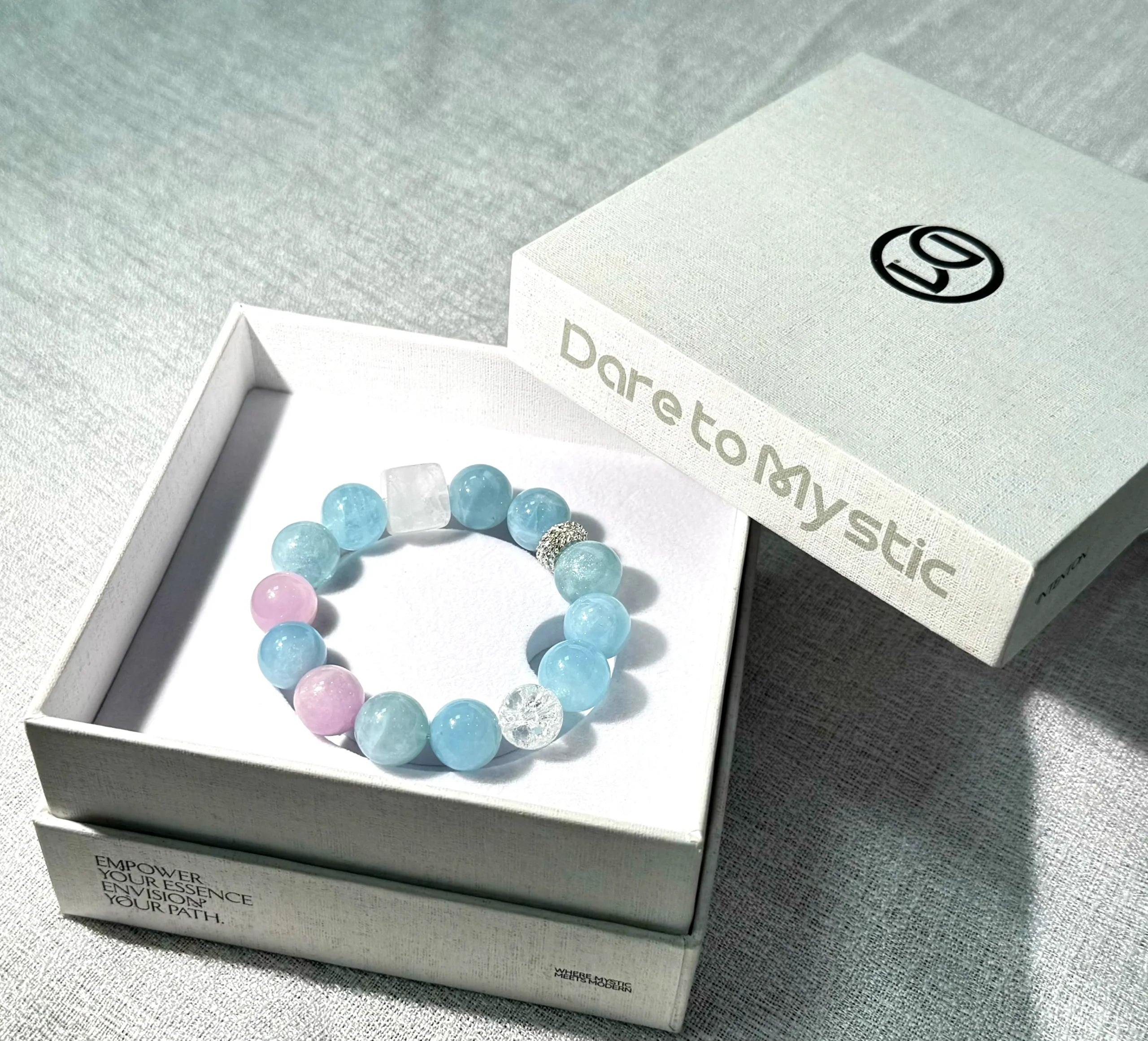 Aquamarine gem bracelet in box