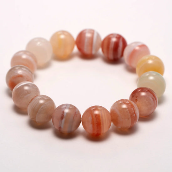 Banded Agate Bracelet with natural layered stones for grounding, emotional stability, and protection – Earth Lines design
