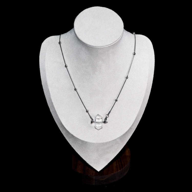 Faceted Clear Quartz Terminated Crystal Point Pendant Necklace_Main