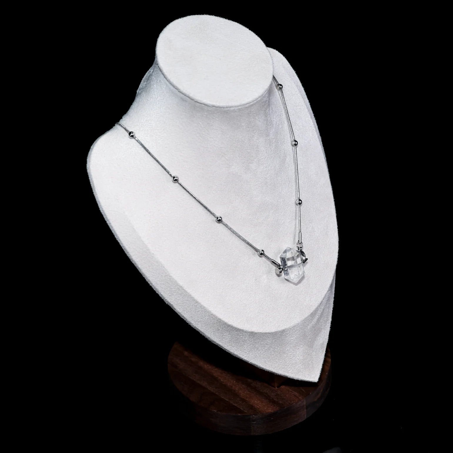 Faceted Clear Quartz Terminated Crystal Point Pendant Necklace_1