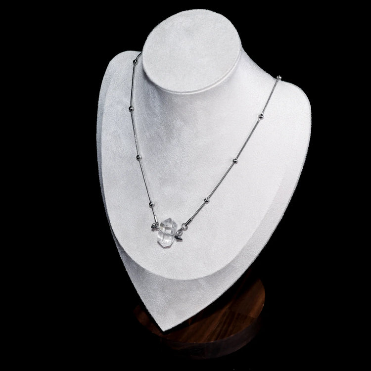 Faceted Clear Quartz Terminated Crystal Point Pendant Necklace_2