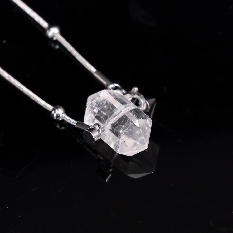 Faceted Clear Quartz Terminated Crystal Point Pendant Necklace_3