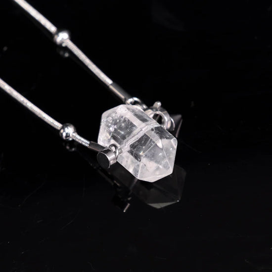 Faceted Clear Quartz Terminated Crystal Point Pendant Necklace_3