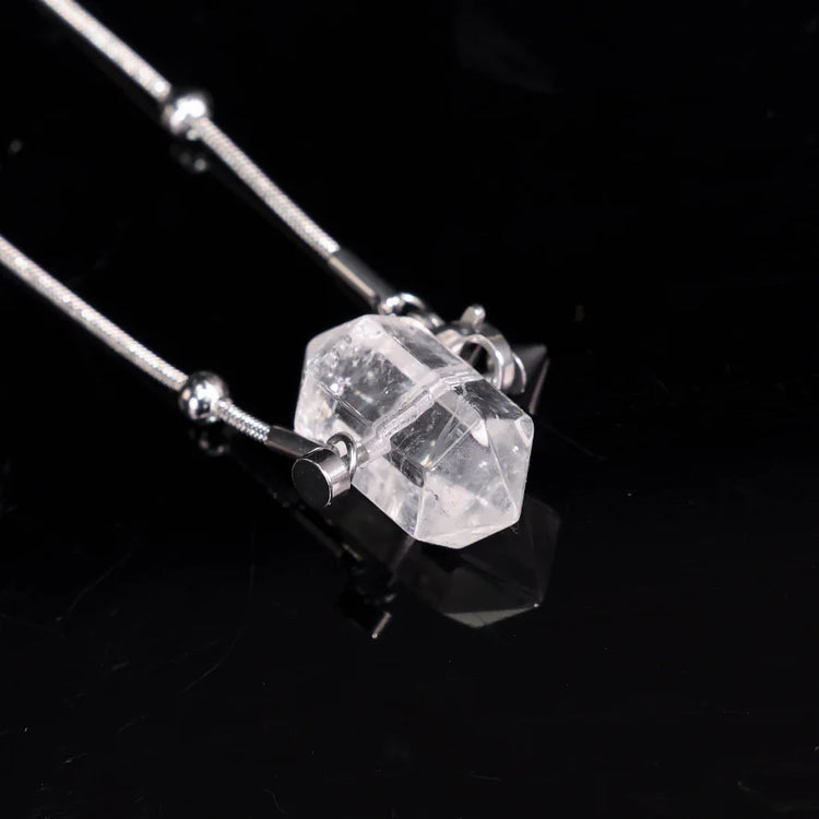 Faceted Clear Quartz Terminated Crystal Point Pendant Necklace_3