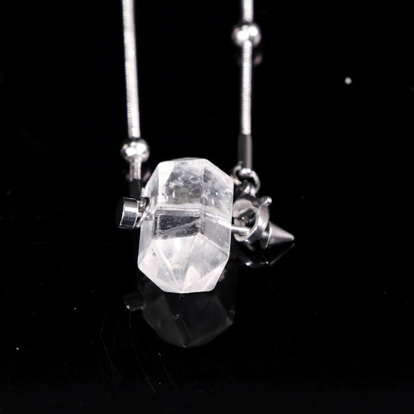 Faceted Clear Quartz Terminated Crystal Point Pendant Necklace_4