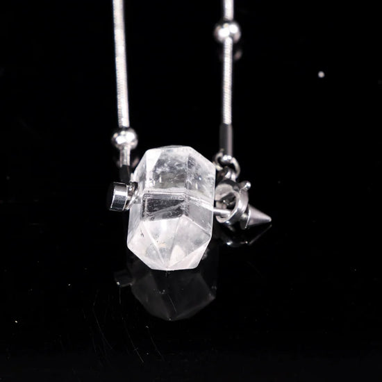 Faceted Clear Quartz Terminated Crystal Point Pendant Necklace_4