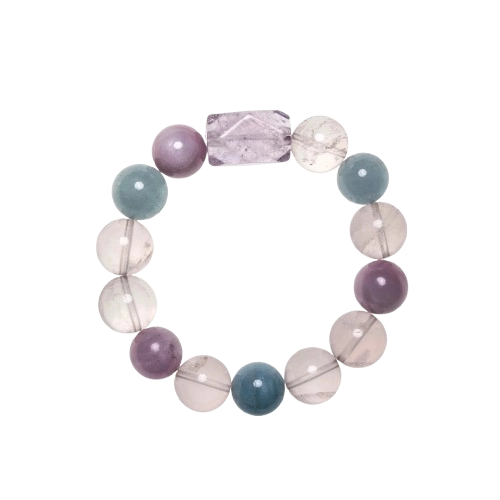 Heart’s Night Voyage — Lepidolite Crystal & Purple Rutilated Quartz Bracelet_Main