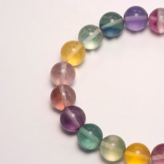 Rainbow Fluorite Bracelet with Rainbow-Colored Beads for Emotional Balance