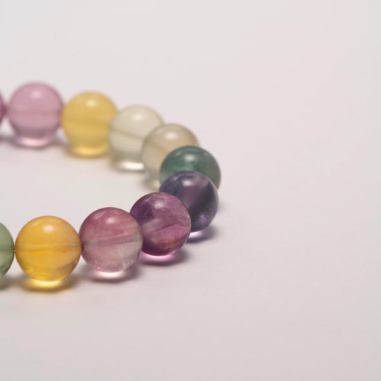 Rainbow Fluorite Bracelet with Rainbow-Colored Beads for Emotional Balance