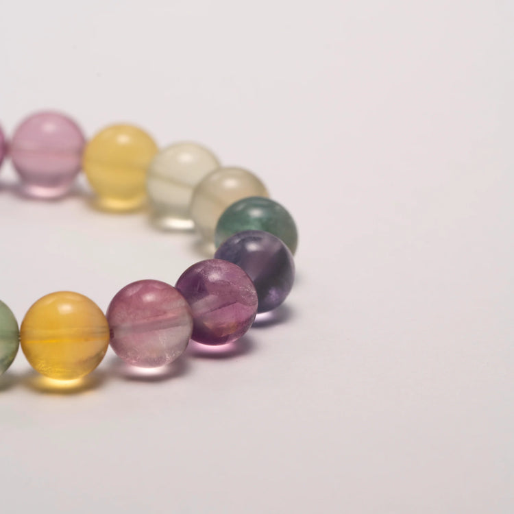Rainbow Fluorite Bracelet with Rainbow-Colored Beads for Emotional Balance