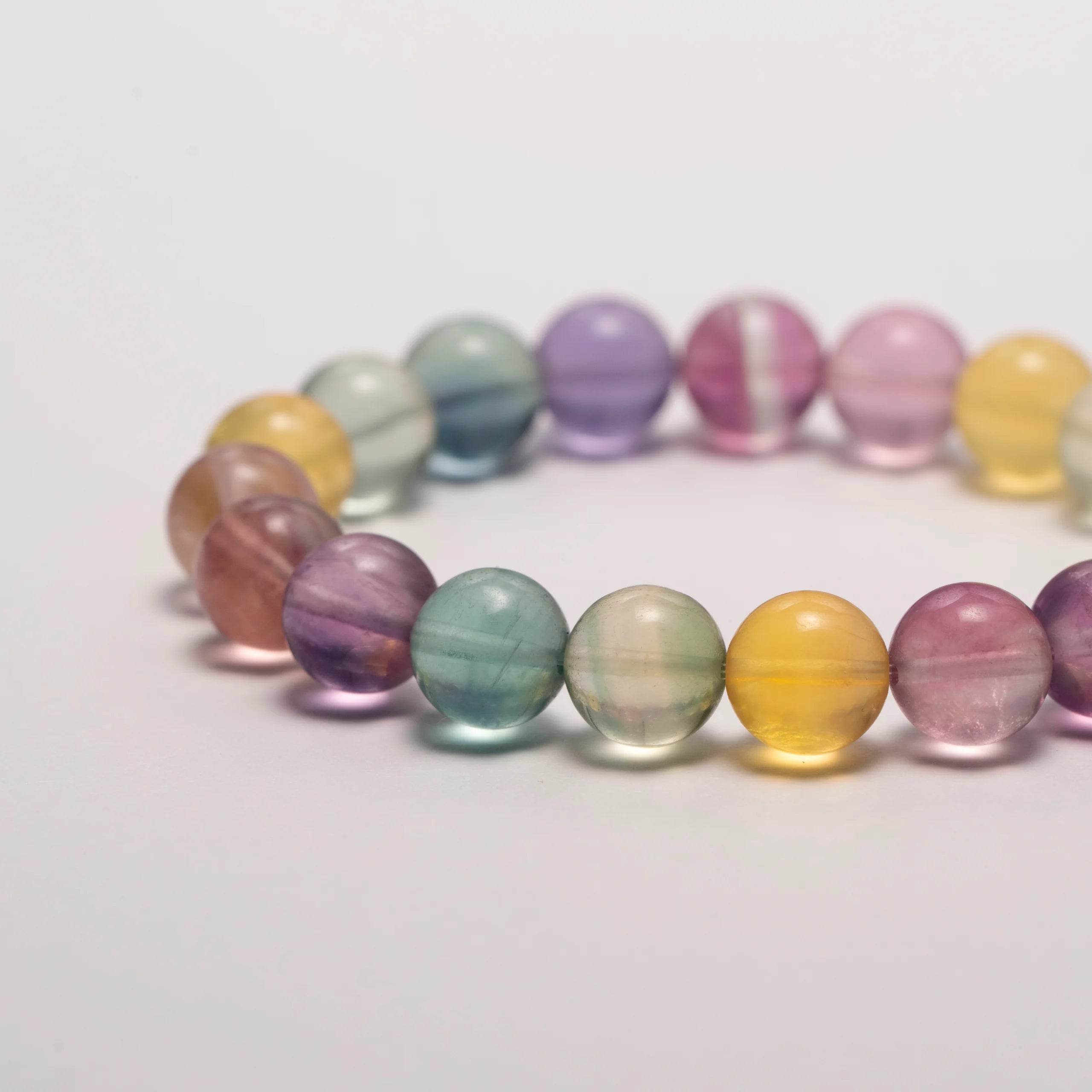 Rainbow Fluorite Bracelet with Rainbow-Colored Beads for Emotional Balance