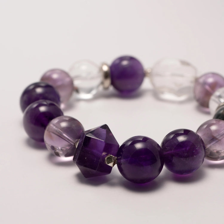 Amethyst Clear Quartz Bracelet for Intuition and Spiritual Calm