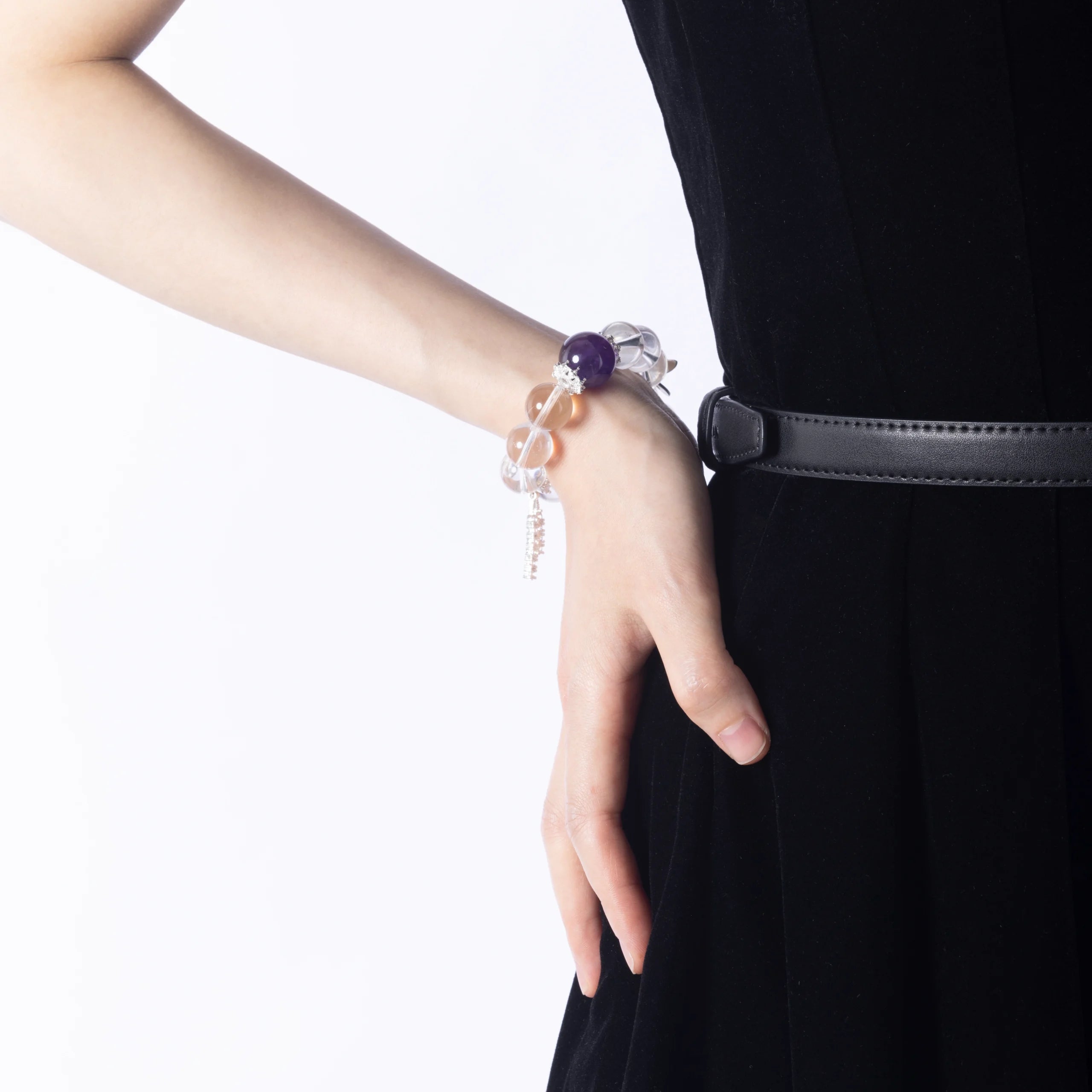 Clear Quartz Bracelet styled on wrist for balance and clarity