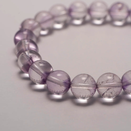 Close-up of Amethyst Crystal Bracelet gemstone beads