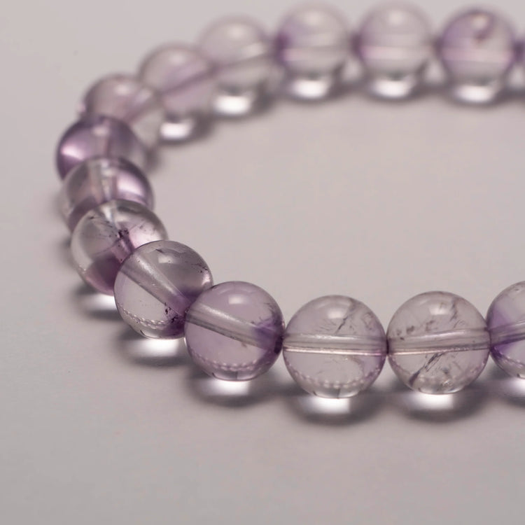 Close-up of Amethyst Crystal Bracelet gemstone beads