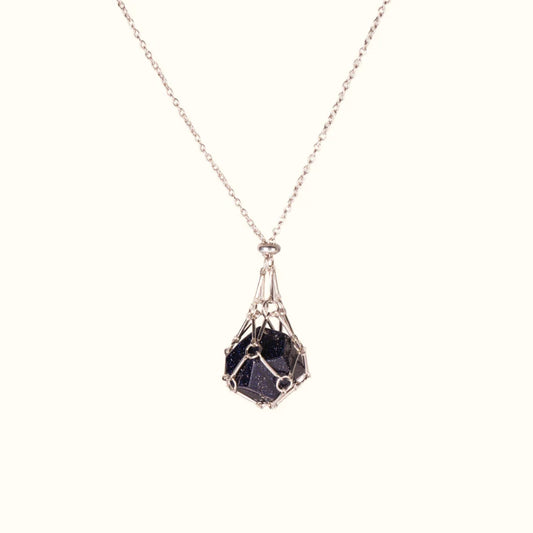 Obsidian Crystal Holder Necklace