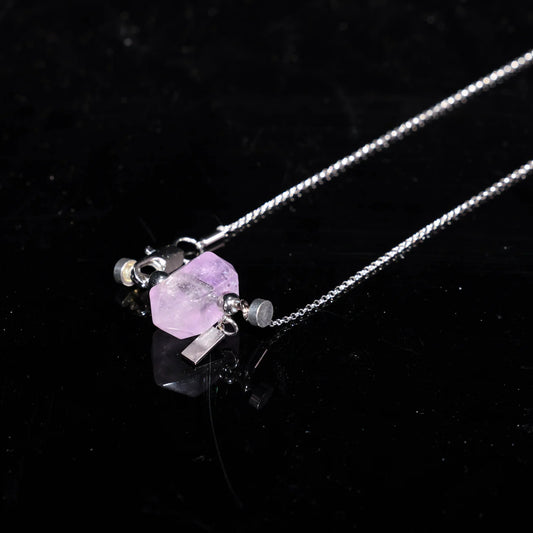 Faceted Lavender Amethyst Double-Terminated Crystal Point Pendant Necklace