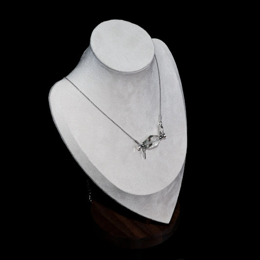 Faceted Green Phantom Quartz Crystal Point Pendant Necklace