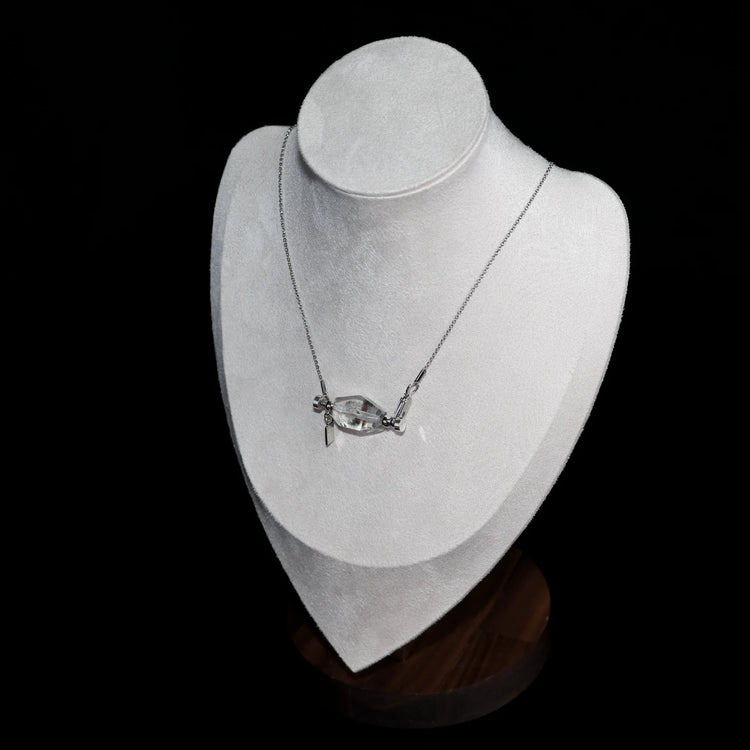 Faceted Green Phantom Quartz Crystal Point Pendant Necklace
