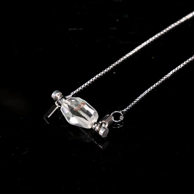 Faceted Green Phantom Quartz Crystal Point Pendant Necklace