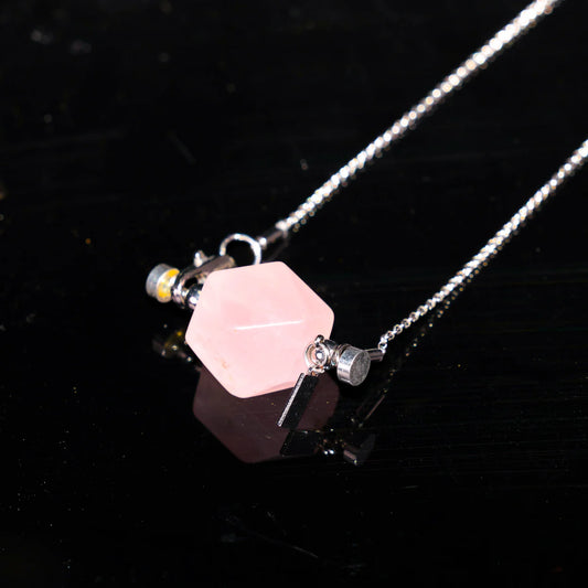 Rose Quartz Double-Terminated Crystal Point Pendant Necklace_1
