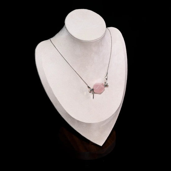 Rose Quartz Double-Terminated Crystal Point Pendant Necklace_3