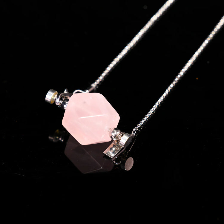 Rose Quartz Double-Terminated Crystal Point Pendant Necklace_4