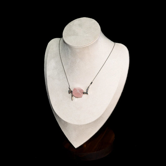 Rose Quartz Double-Terminated Crystal Point Pendant Necklace_Main