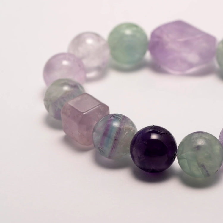 Amethyst Crystal & Green Fluorite Bracelet for Calm and Clarity