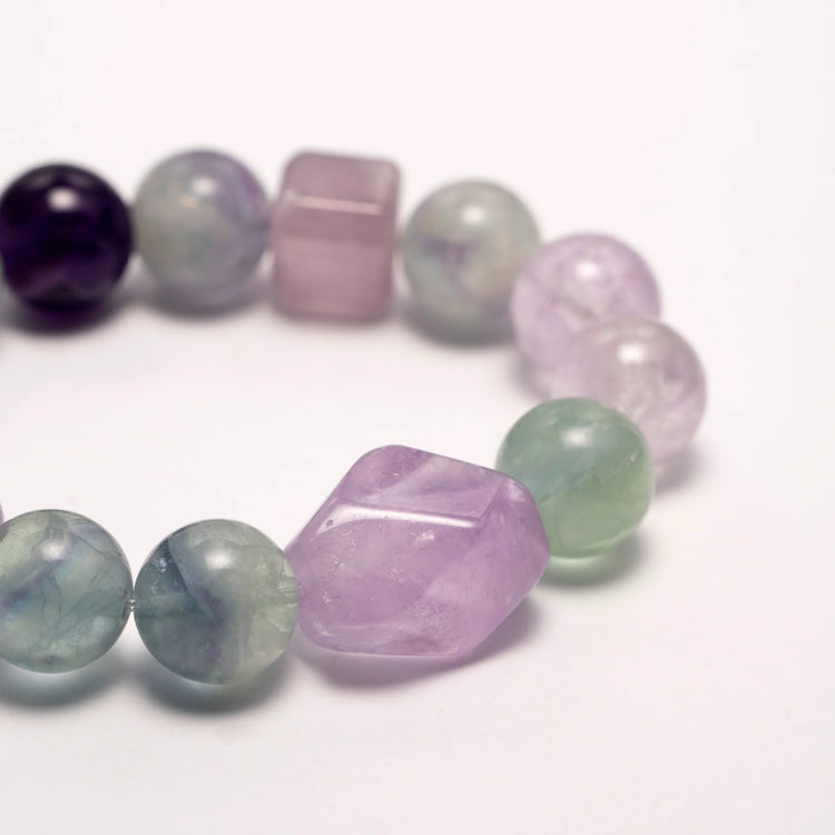 Amethyst Crystal & Green Fluorite Bracelet for Calm and Clarity