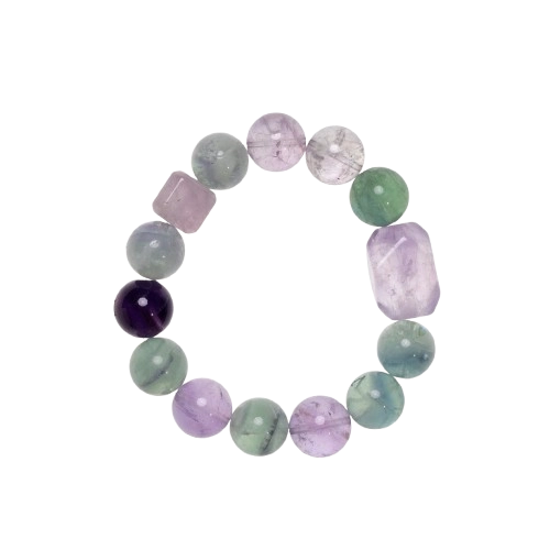 Thought Current-Amethyst Crystal & Green Fluorite Bracelet_Main