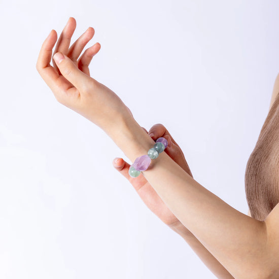 Amethyst Crystal & Green Fluorite Bracelet for Calm and Clarity