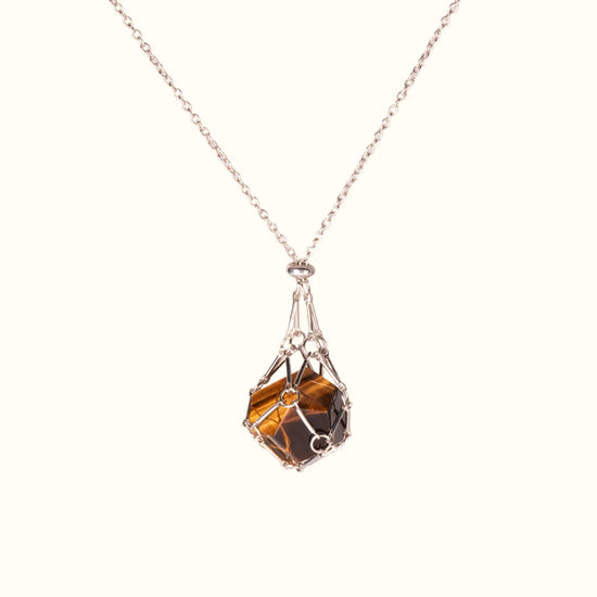 Tiger Eyes Crystal Holder Necklace