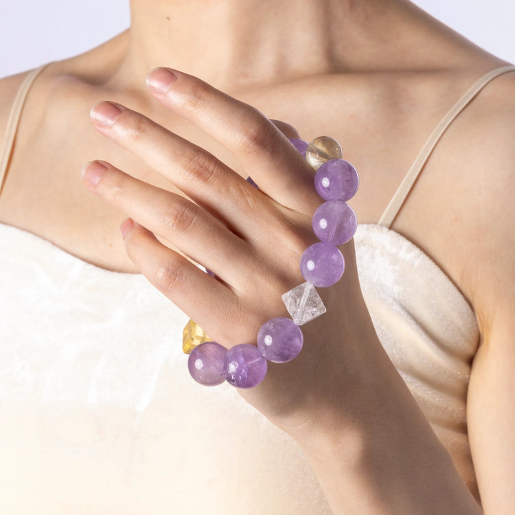 Amethyst Crystal Citrine Bracelet wear2