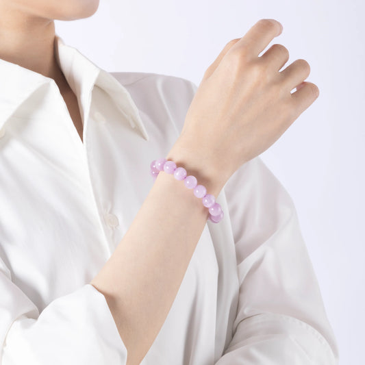 Lepidolite Crystal Bracelet with natural purple stones for stress relief, anxiety reduction, and emotional calm – Violet Stillness design